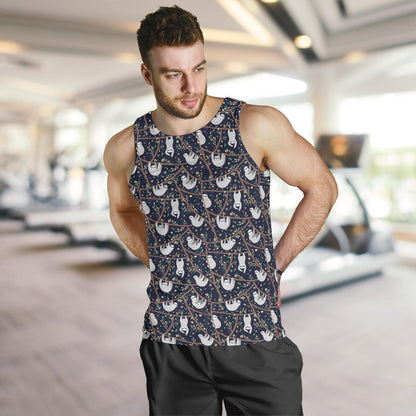 Sloth Happy Design Themed Print Men Tank Top