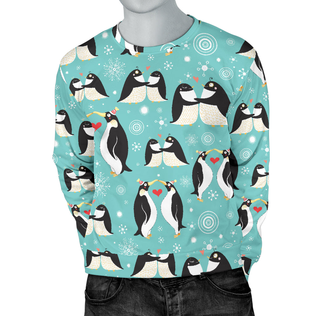 Penguin Love Print Men Long Sleeve Sweatshirt