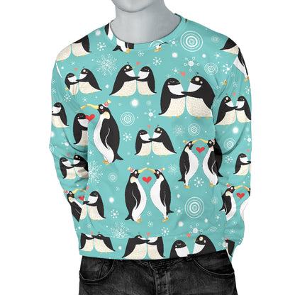 Penguin Love Print Men Long Sleeve Sweatshirt