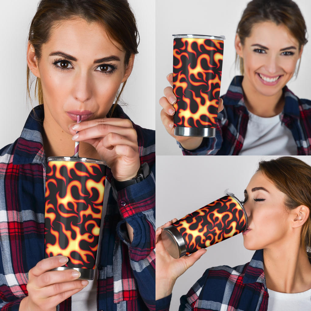 Flame Fire Themed Print Tumbler