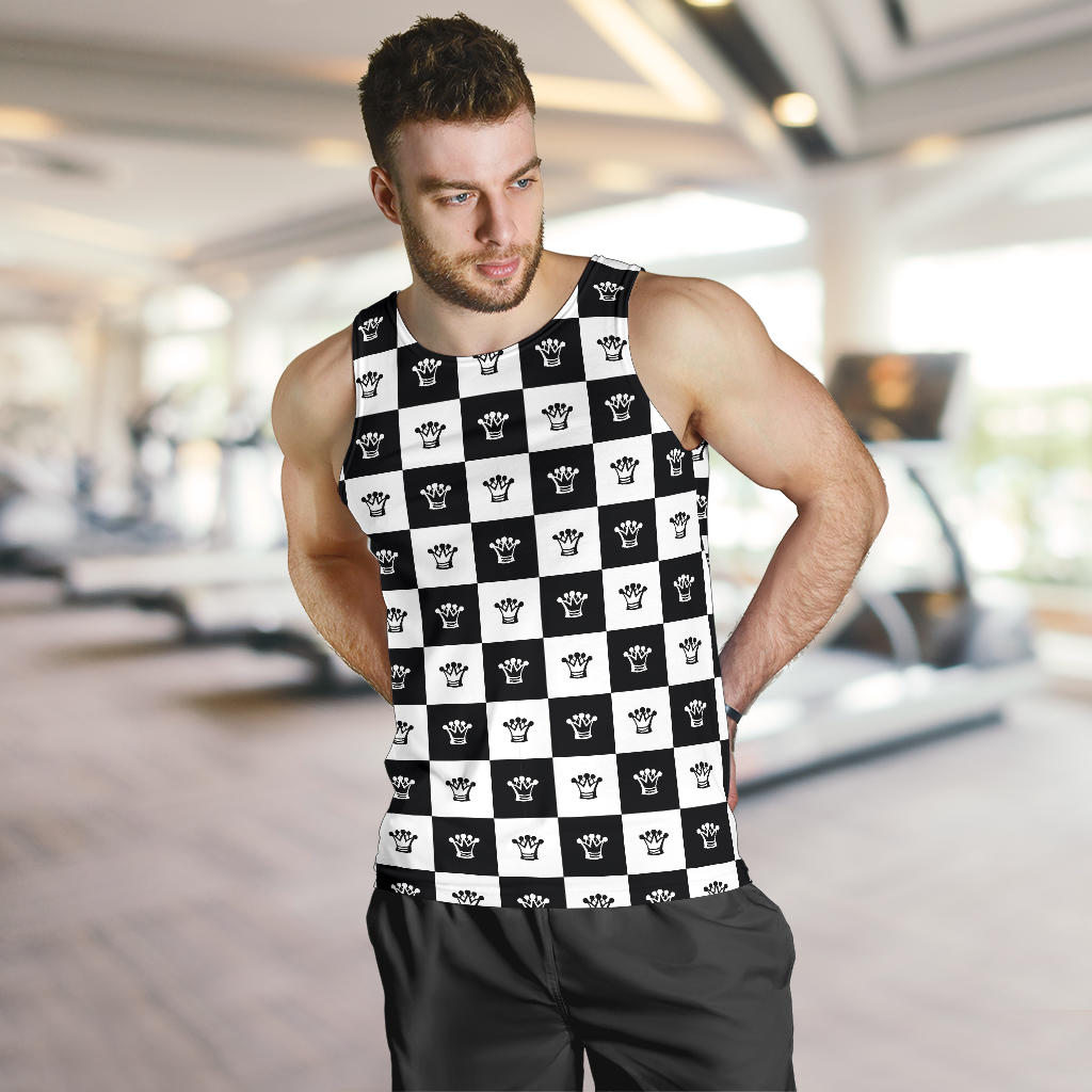 Checkered Flag Crown Pattern Men Tank Top