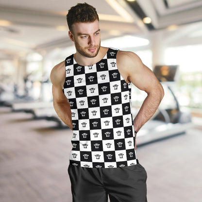 Checkered Flag Crown Pattern Men Tank Top