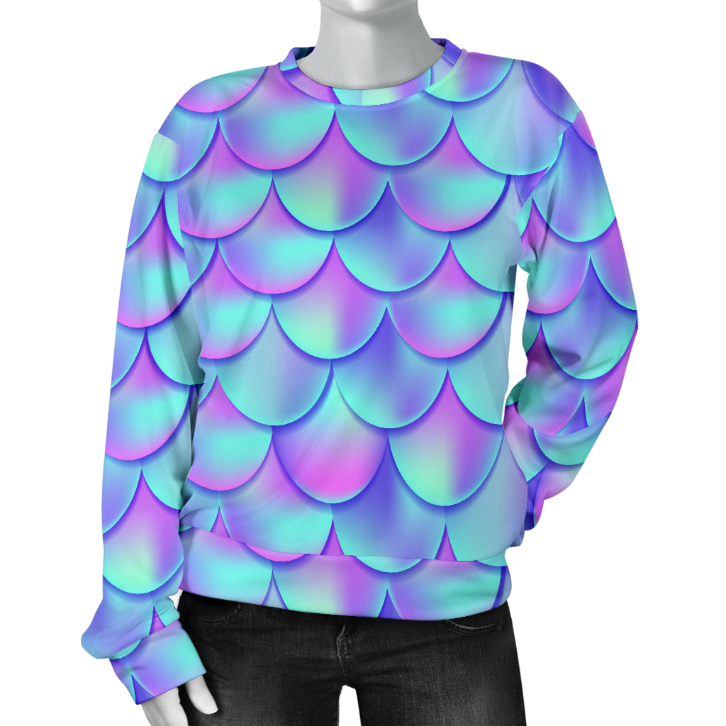 Mermaid Tail Design Print Pattern Women Long Sleeve Sweatshirt