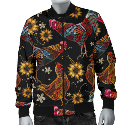 Chicken Embroidery Style Men Bomber Jacket