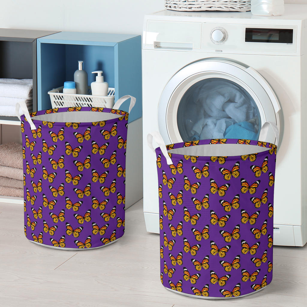 Monarch Butterfly Purple Print Pattern Laundry Basket