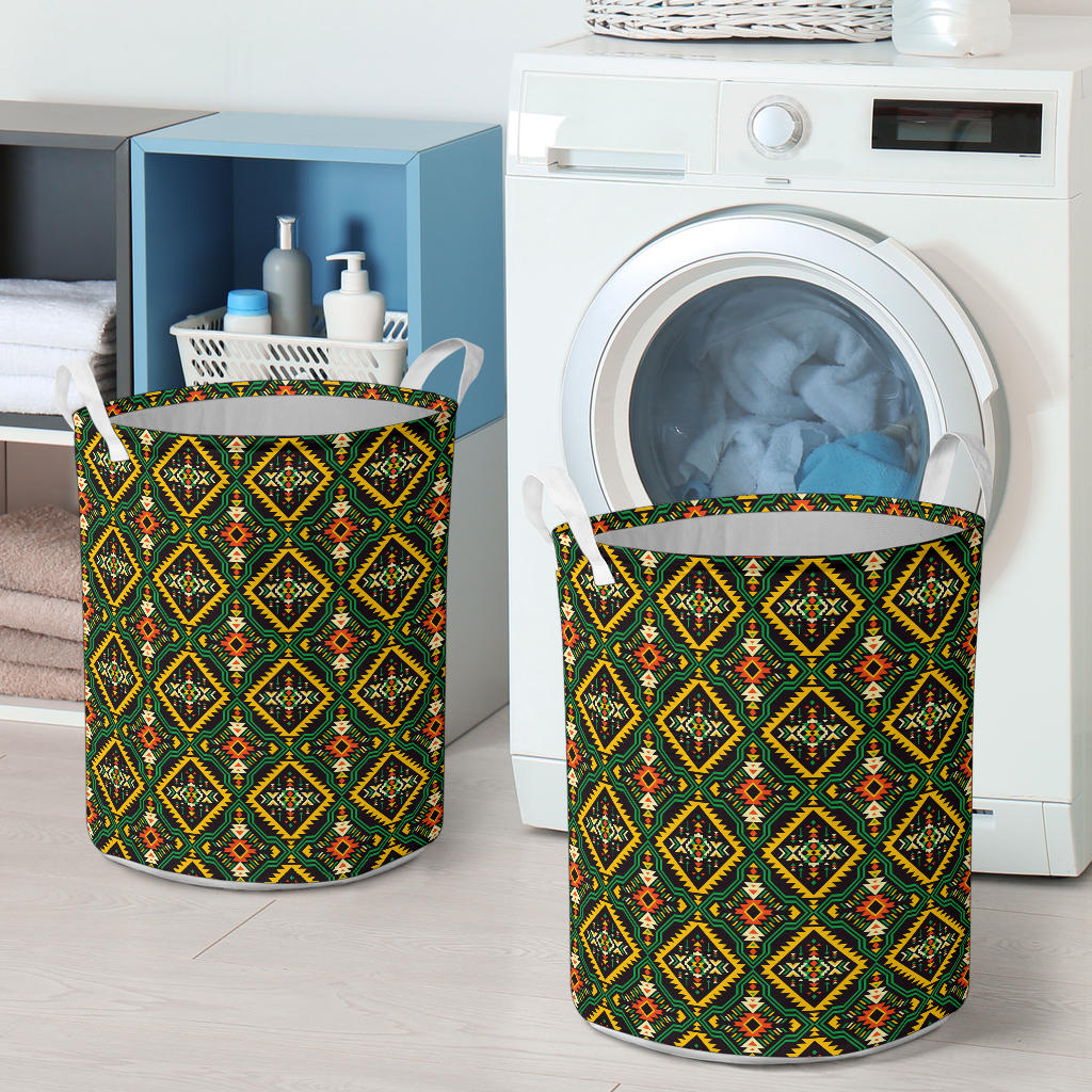 Kente Green Design African Print Laundry Basket