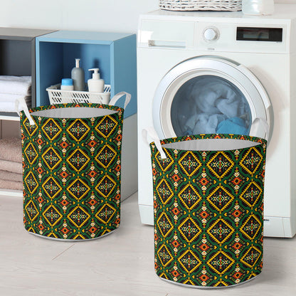 Kente Green Design African Print Laundry Basket