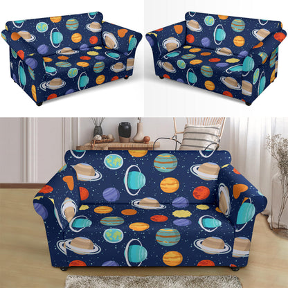 Planet With Star Print Design LKS303 Loveseat Couch Slipcover