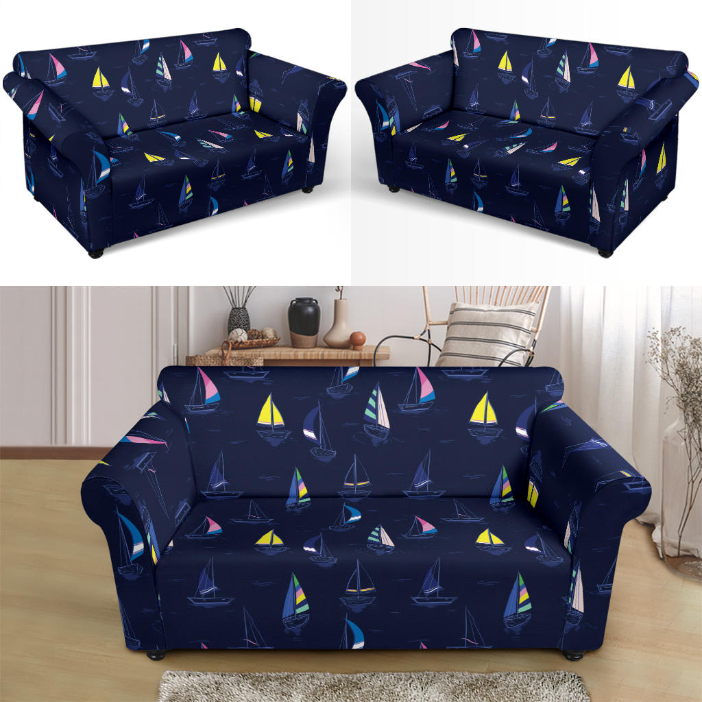 Sailboat Print Design LKS305 Loveseat Couch Slipcover