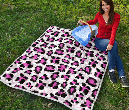 Leopard Pink Skin Print Quilt Bedspread