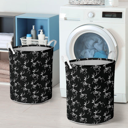 Deer Skeleton Print Pattern Laundry Basket