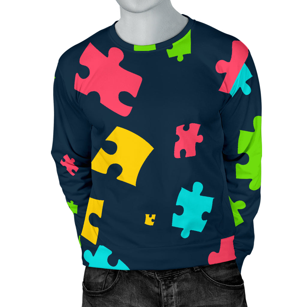 Autism Awareness Colorful Design Print Men Long Sleeve Sweatshirt