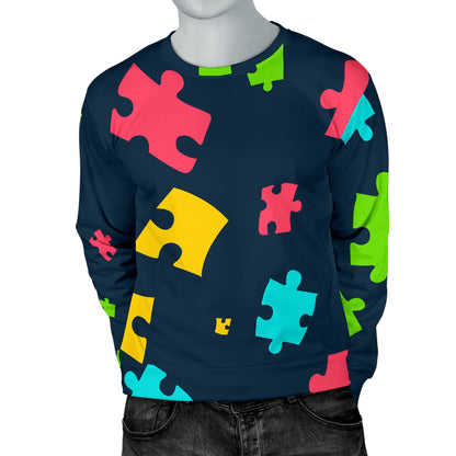 Autism Awareness Colorful Design Print Men Long Sleeve Sweatshirt