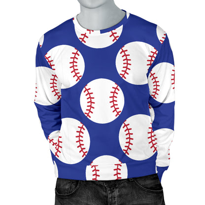 Baseball Blue Background Men Long Sleeve Sweatshirt