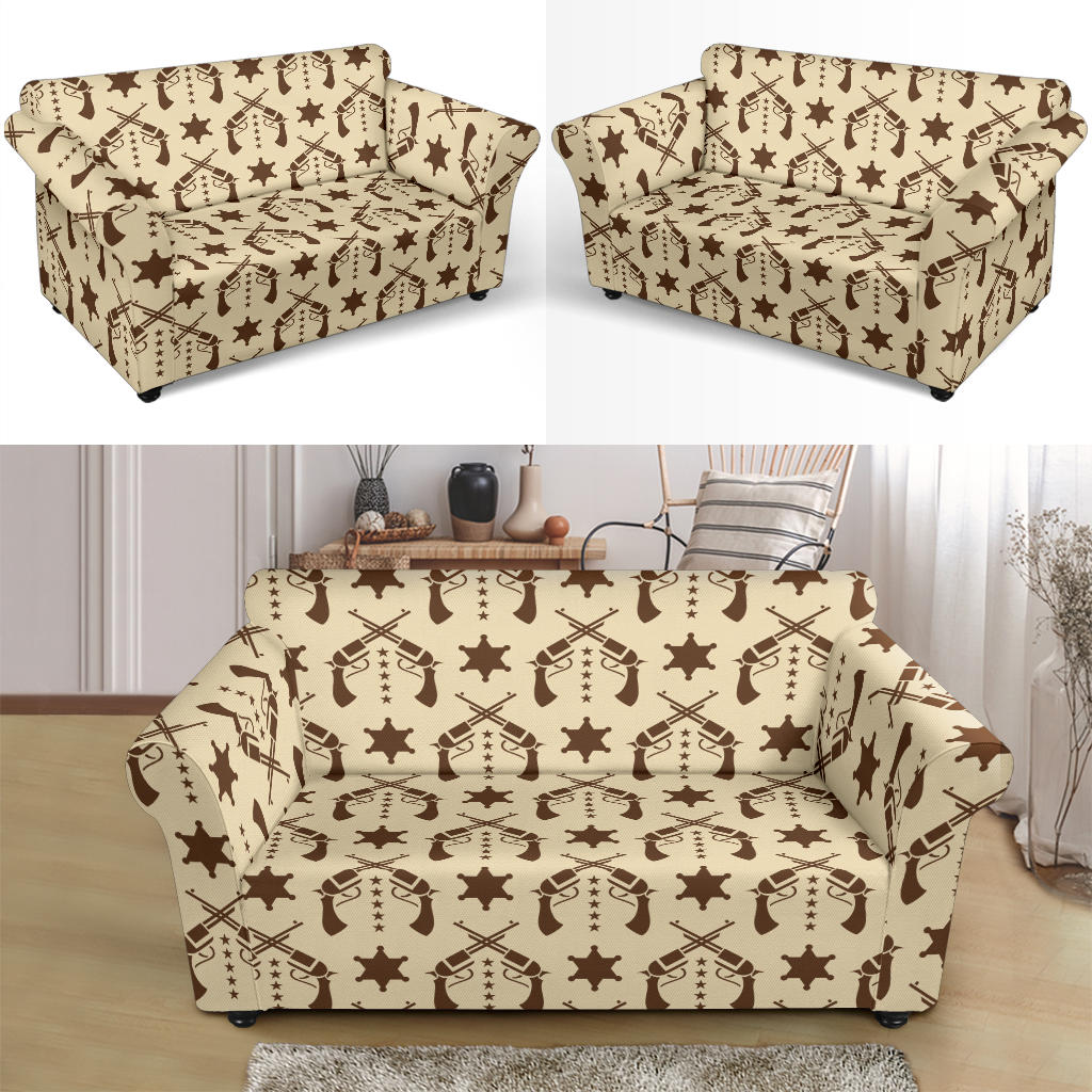 Western Cowboy Print Design LKS302 Loveseat Couch Slipcover