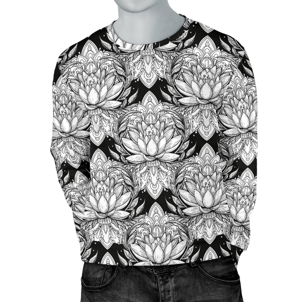 Lotus Mandala Print Pattern Men Long Sleeve Sweatshirt