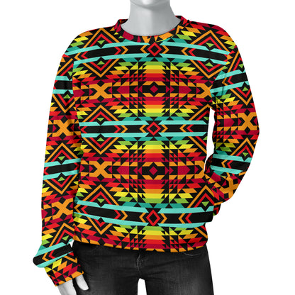 Kente Red Design African Print Women Long Sleeve Sweatshirt