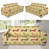 Dachshund Pattern Print Design 06 Sofa Slipcover