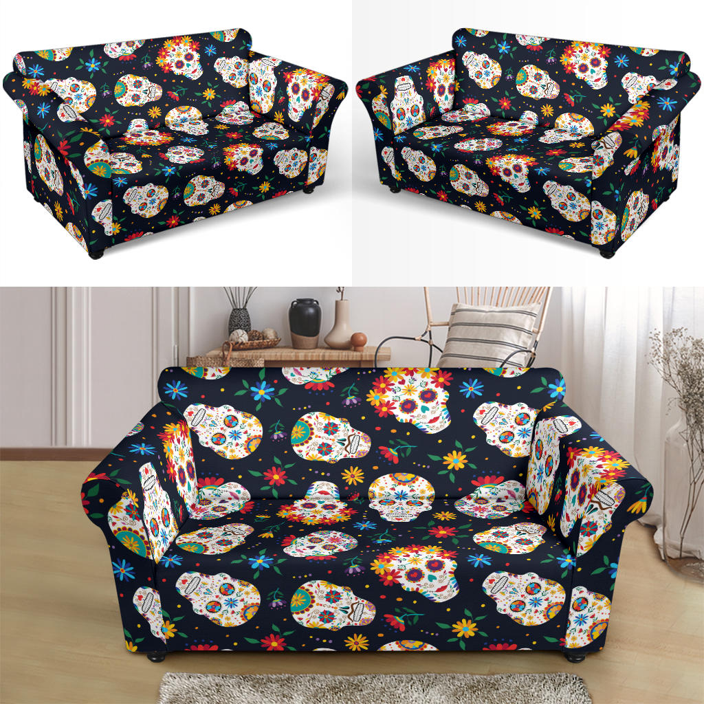 Sugar Skull Print Design LKS305 Loveseat Couch Slipcover
