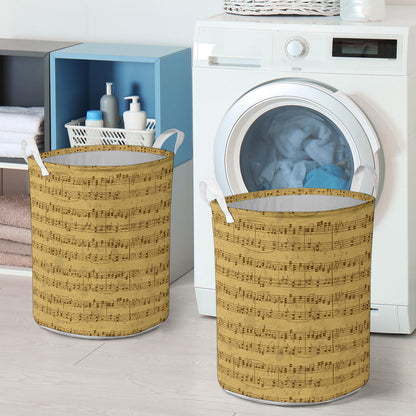 Music Note Vintage Themed Print Laundry Basket