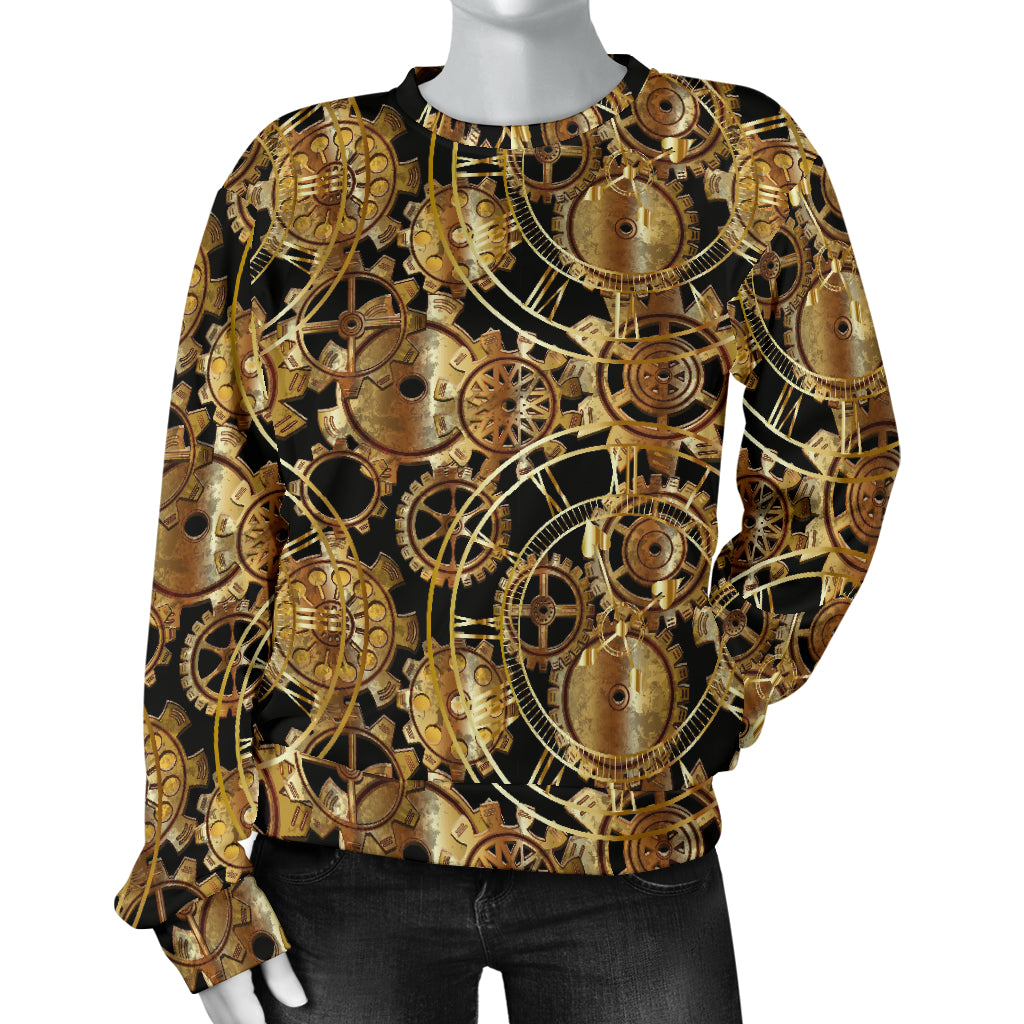 Steampunk Gear Design Themed Print Women Long Sleeve Sweatshirt
