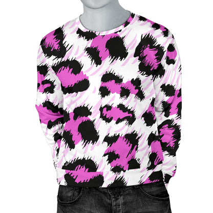 Leopard Pink Skin Print Men Long Sleeve Sweatshirt