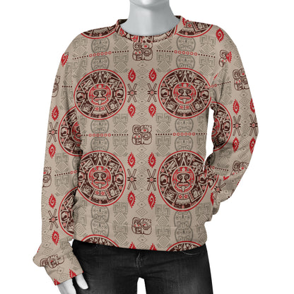 Calendar Aztec Print Pattern Women Long Sleeve Sweatshirt