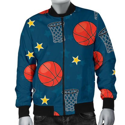 Basketball Classic Print Pattern Men Bomber Jacket