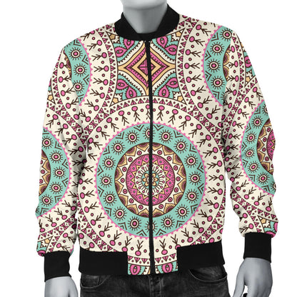 Bohemian Round Style Print Men Bomber Jacket