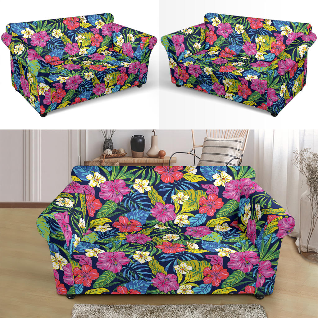 Hibiscus Print Design LKS3010 Loveseat Couch Slipcover