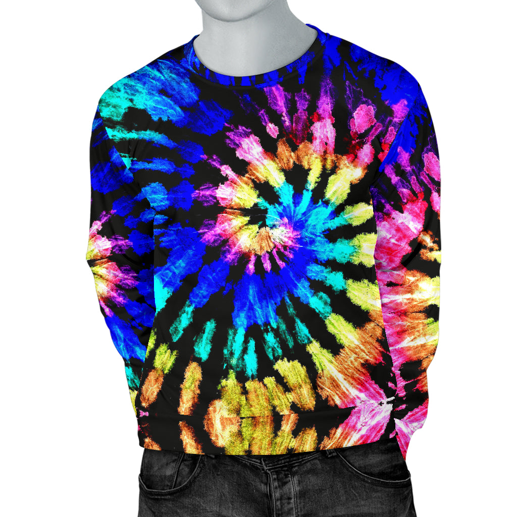 Tie Dye Rainbow Design Print Men Long Sleeve Sweatshirt