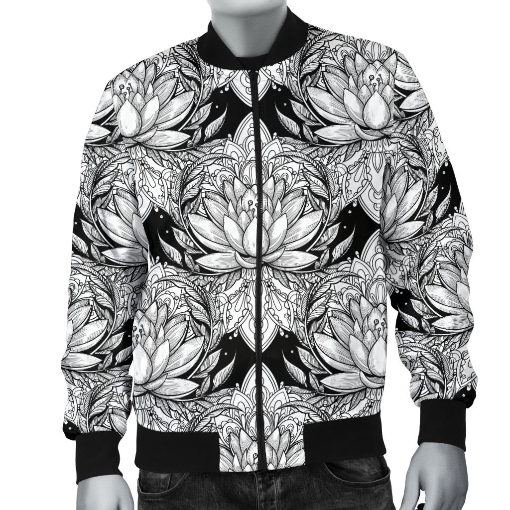 Lotus Mandala Print Pattern Men Bomber Jacket