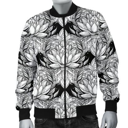 Lotus Mandala Print Pattern Men Bomber Jacket