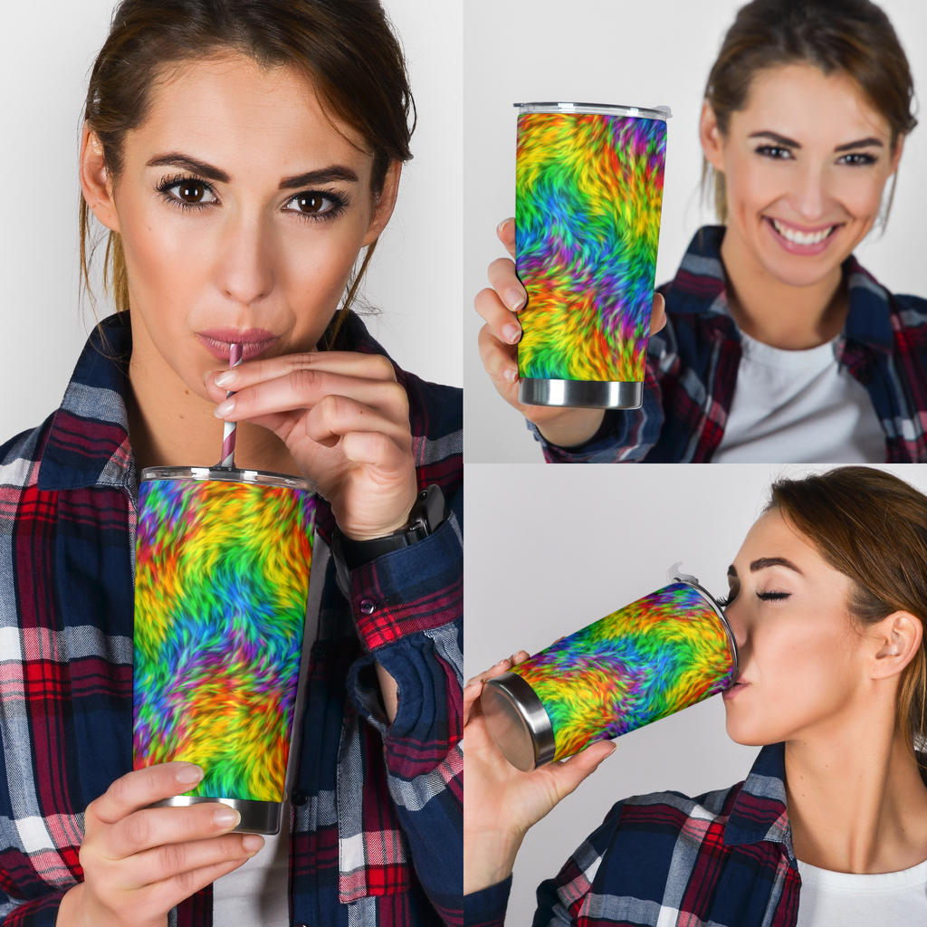 Rainbow Fur Design Print Tumbler