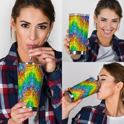 Rainbow Fur Design Print Tumbler