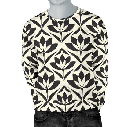 Lotus Pattern Print Men Long Sleeve Sweatshirt