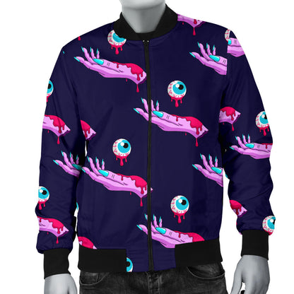 Zombie Pink Hand Design Pattern Print Men Bomber Jacket