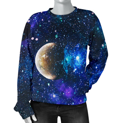 Galaxy Stardust Planet Space Print Women Long Sleeve Sweatshirt