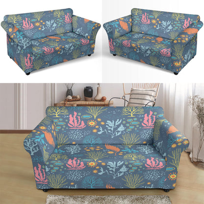 Seaweed Print Design LKS304 Loveseat Couch Slipcover