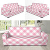 Gingham Pink Pattern Print Design 02 Sofa Slipcover