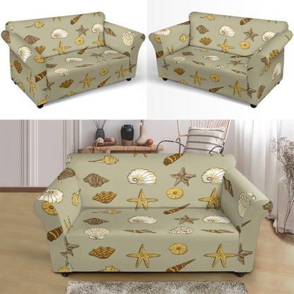 Seashell Beach Print Design LKS303 Loveseat Couch Slipcover