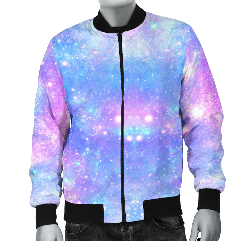 Galaxy Stardust Pastel Color Print Men Bomber Jacket
