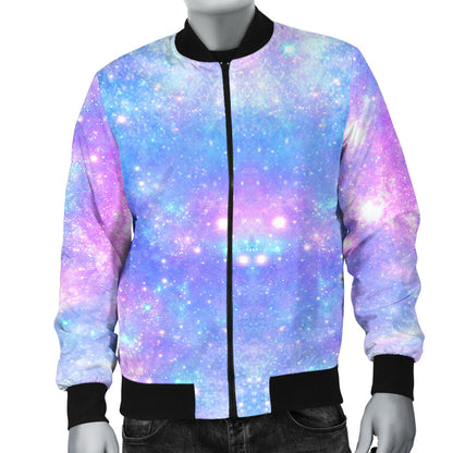 Galaxy Stardust Pastel Color Print Men Bomber Jacket
