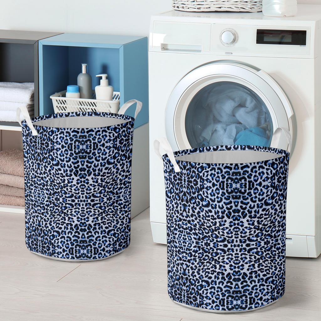 Leopard Blue Skin Print Laundry Basket