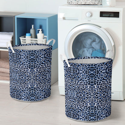 Leopard Blue Skin Print Laundry Basket