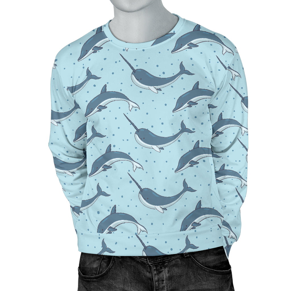 Narwhal Dolphin Print Men Long Sleeve Sweatshirt