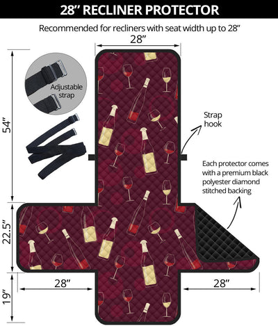 Wine Themed Pattern Print Recliner Cover Protector