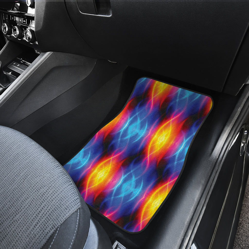 Flame Fire Blue Design Print Car Floor Mats Front Back