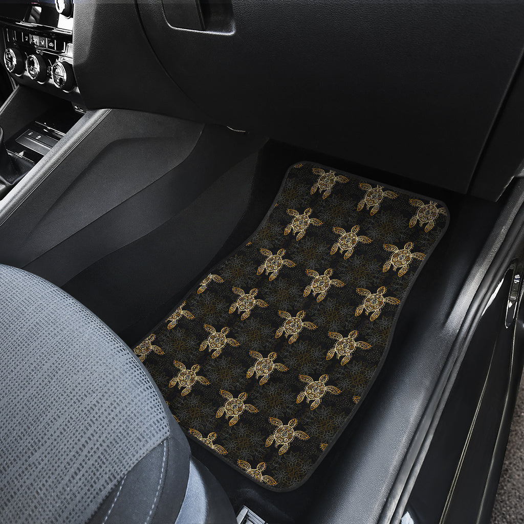 Gold Tribal Turtle Polynesian Design Car Floor Mats Front Back