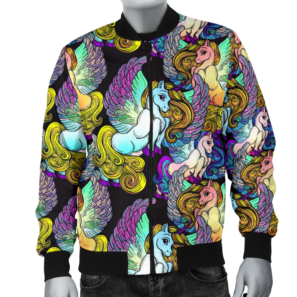 Unicorn With Wings Print Pattern Men Bomber Jacket